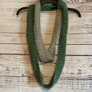 Green and Gray Knit Scarf